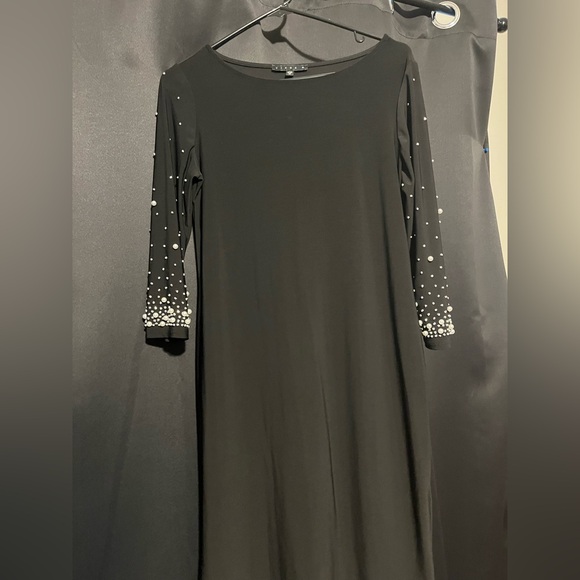 Tiana B. Black Dress with Pearl Sleeve Details - Picture 2 of 5